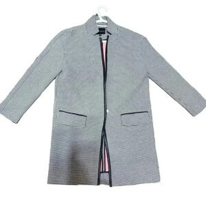 Houndstooth Leather trim Blazer Jacket. Size xsmall